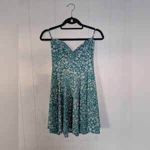 Pins & Needles Teal Floral Mini Dress Strapless